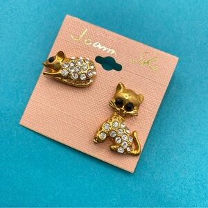 JOANN SHE Cat & Mouse Rhinestone Pins